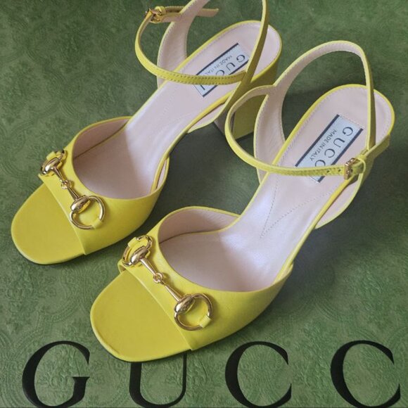 Gucci Shoes - GUCCI Women's Mid-heel Sandal With Horsebit In Yellow size 37+